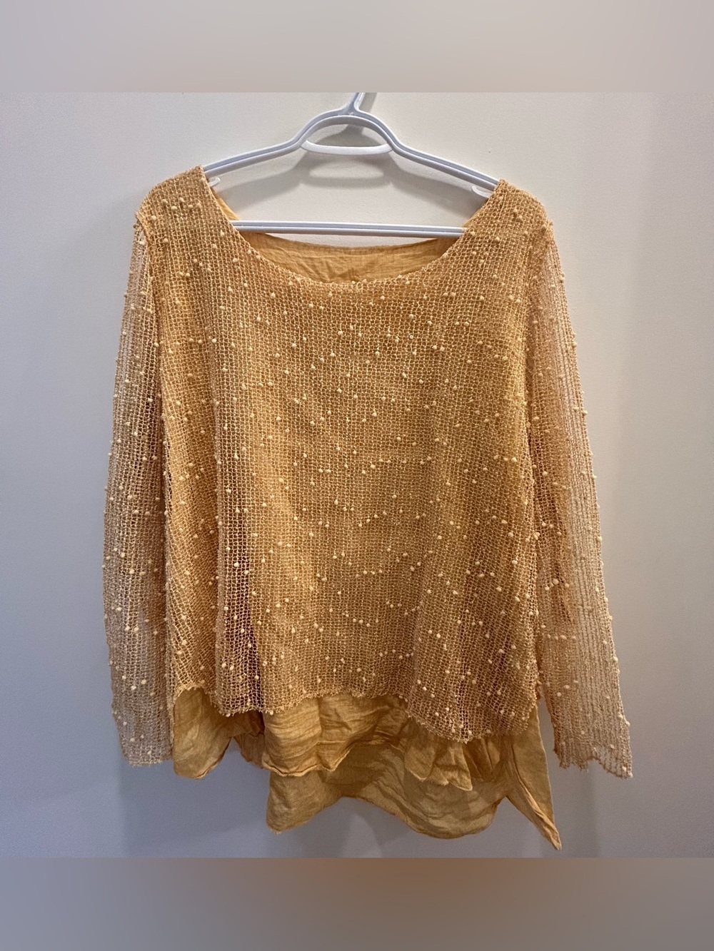 Beaded Layered Knit Women's Top